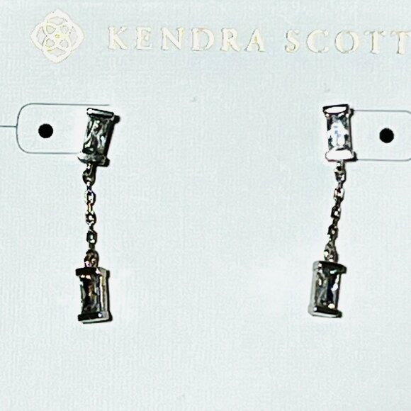 Kendra Scott Juliette Silver Crystal Drop Earrings NWT - Picture 3 of 5